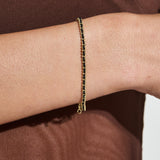 Thread 18K Gold Plated Beaded Bracelet in Black