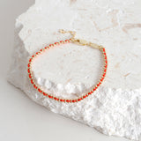 Thread 18K Gold Plated Beaded Bracelet in Red
