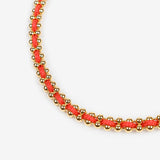Thread 18K Gold Plated Beaded Bracelet in Red