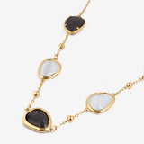 Via Resin Charm Station Necklace in Black & White