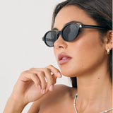 L&S Lexi Oval Sunglasses in Black