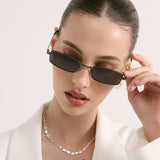 L&S Gwenyth Polarised Metal Frame Sunglasses in Black