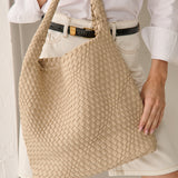 L&S Woven Shoulder Bag in Beige