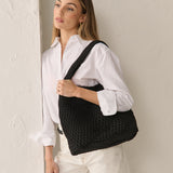 L&S Woven Shoulder Bag in Black