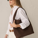 L&S Woven Shoulder Bag in Brown