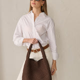 L&S Woven Shoulder Bag in Brown