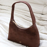 L&S Katie Shoulder Bag in Suede Brown