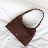L&S Katie Shoulder Bag in Suede Brown