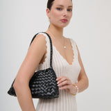 L&S Roselle Woven Shoulder Bag in Black