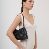 L&S Roselle Woven Shoulder Bag in Black