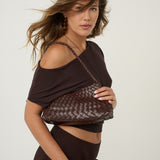 L&S Roselle Woven Shoulder Bag in Brown