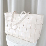 Nelly Woven Tote Bag in Beige