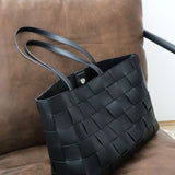 Nelly Woven Tote Bag in Black