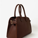 Clemence Pebbled Handbag in Brown