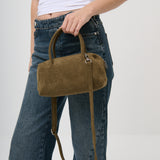Tory Suede Crossbody Bag in Olive