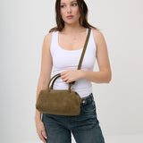 Tory Suede Crossbody Bag in Olive