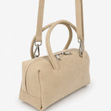 Tory Suede Crossbody Bag in Stone