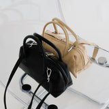 Tory Suede Crossbody Bag in Stone