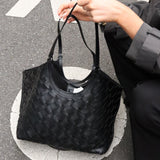 The Everyday Woven Black Tote Bag