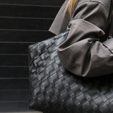 The Everyday Woven Black Tote Bag