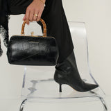 Palmier Black Bamboo Handle Handbag
