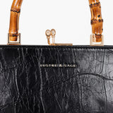 Palmier Black Bamboo Handle Handbag