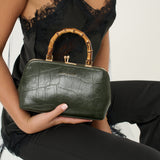 Palmier Green Bamboo Handle Handbag