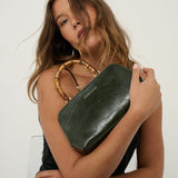Palmier Green Bamboo Handle Handbag