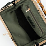 Palmier Green Bamboo Handle Handbag