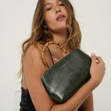 Palmier Green Bamboo Handle Handbag