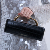 Celeste Croc Clutch in Black