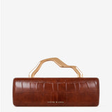 Celeste Croc Clutch in Brown