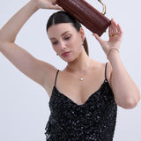 Celeste Croc Clutch in Brown