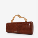Celeste Croc Clutch in Brown