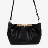 Aura Gathered Clutch Bag in Black
