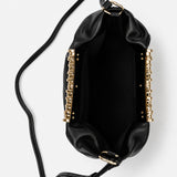 Aura Gathered Clutch Bag in Black