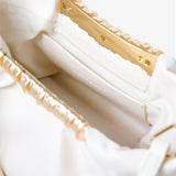 Aura Gathered Clutch Bag in Cream