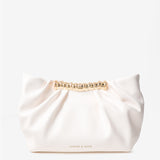 Aura Gathered Clutch Bag in Cream