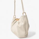 Aura Gathered Clutch Bag in Cream