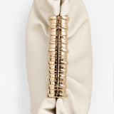 Aura Gathered Clutch Bag in Cream