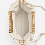 Aura Gathered Clutch Bag in Cream