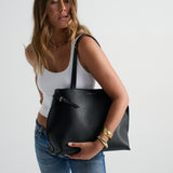 Mila Buckle Tote Bag in Black