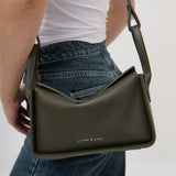 Jesselle Curve Shoulder Bag in Olive