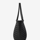 Alba Woven Wide Tote Bag in Black