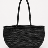 Alba Woven Wide Tote Bag in Black