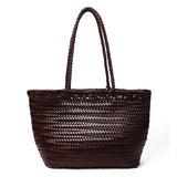 Alba Woven Wide Tote Bag in Brown