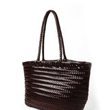 Alba Woven Wide Tote Bag in Brown