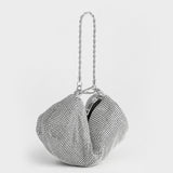 Veneto Crystal Wristlet Bag in Silver