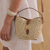 Jolie Multiway Mini Straw Bag in Beige