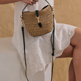 Jolie Multiway Mini Straw Bag in Tan